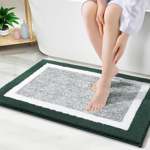 OLANLY Bathroom Rugs 30x20, Extra Soft Microfiber Bath Mat, Non-Slip, Quick Dry, Blackish Green