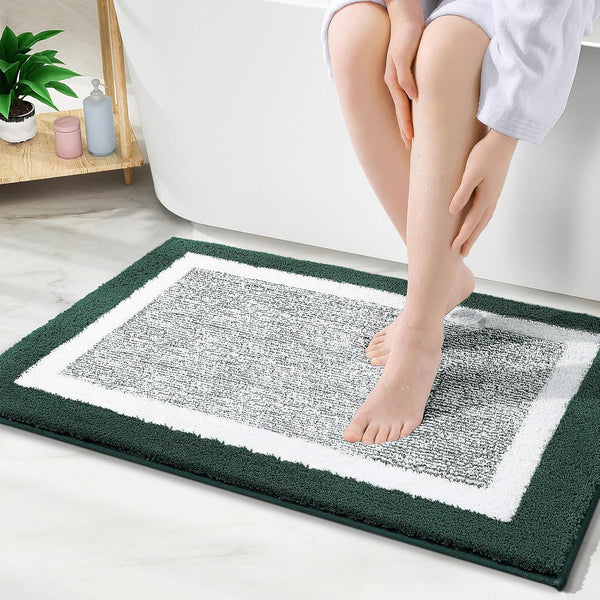 OLANLY Bathroom Rugs 30x20, Extra Soft Microfiber Bath Mat, Non-Slip, Quick Dry, Blackish Green