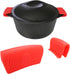 Silicone Hot Handle Holder (2-Pack) for Cast Iron Woks, Pots, Dutch Ovens, Small Skillets, Red Potholders