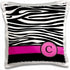 3dRose Letter C Monogrammed Black and White Zebra Stripes Animal Print with Hot Pink Personalized Initial Pillow Case,