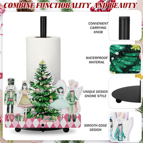 Countertop Yookeer Christmas Paper Towel Holder Nutcracker Floral Holly Buffalo Plaid Christmas Tree Towels Paper