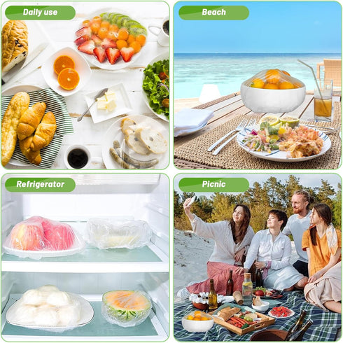 300Pcs Reusable Elastic Food Bowl Storage Covers, Alternative to Foil, Plastic Wrap, BPA Free