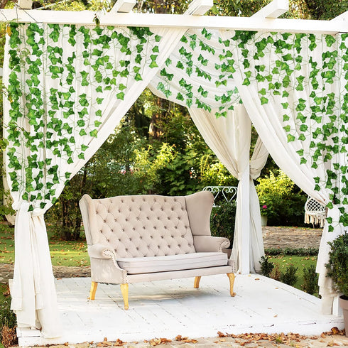 12 Pack 86 FT Artificial Ivy Garland, Fake Ivy Leaf Plants Vine Greenery for Home Kitchen Balcony Garden Office Wedding