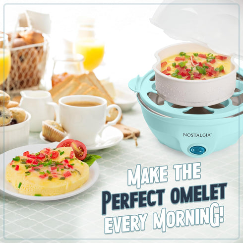 Nostalgia Retro Electric Large Hard-Boiled Egg Cooker, 7 Capacity, Poached, Scrambled, for Keto & Low-Carb