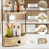 Aollewoiti 2-Tier Counter Countertop Counter Corner Bathroom Organizer with Drawer & Embedded Screw Holes - Wooden