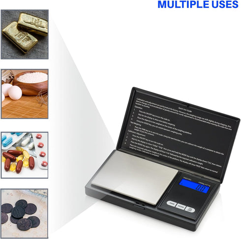 Smart Weigh Digital Pocket Gram Scale, 1000g x 0.1 Grams, Black, Battery Included