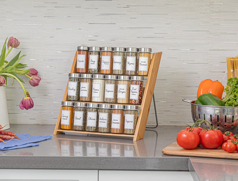 18 5-Year Countertop Orii Jar Bamboo Compact Spice Rack with Spices Included & Free Spice Refill Program for or Kitchen