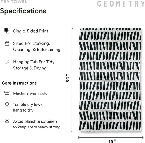 18" 30" 1 Pack GEOMETRY Kitchen Tea Towels - Quick Dry Microfiber Dish Towels for Kitchen All Lined Up, x