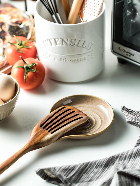 Spoon Holder, Porcelain Cooking Spoon Rest for Stove Top, Large Utensil Rest for Kitchen Counter