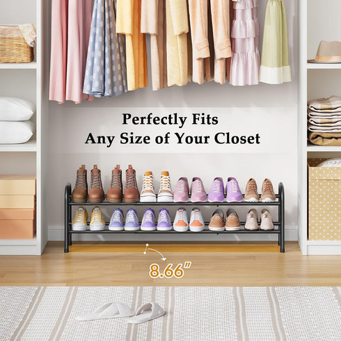 2 Closet, 28 42, Closet, 12 Gewudraw Tier Shoe Rack, Shoe Organizer for Metal Shelf Can Expandable to for Bedroom
