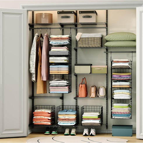 X-cosrack Closet 5-Tier Closet Closet Hanging Organizer and Storage - Storage Organizer Baskets for Clothes