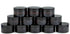 Vivaplex 12 Amber Round Glass Jars, 15 ml with Inner Liners and Black Lids