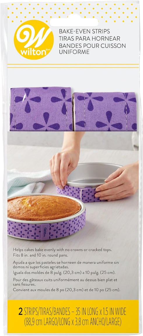 Wilton Bake Even Cake Strips, 2-Piece Set for 8-Inch & 10-Inch Round Cake Pans, Prevents Domed Tops & Cracked Edges