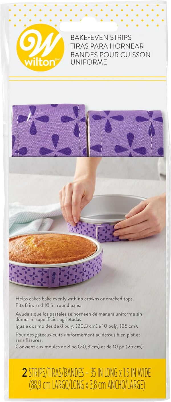 Wilton Bake Even Cake Strips, 2-Piece Set for 8-Inch & 10-Inch Round Cake Pans, Prevents Domed Tops & Cracked Edges