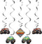 Creative Converting Monster Truck Dizzy Danglers, 5 ct, Multi-colored, 39"
