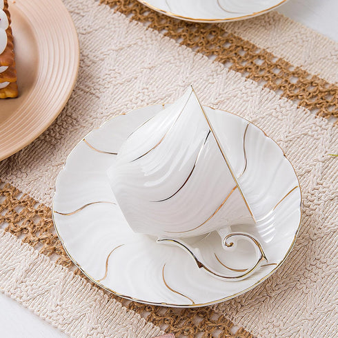 Set 6, Set,6oz Set set 6) Agyiuns Tea Cups Of Tea Cup And Saucer for Tea,Coffee, Latte, Cafe Mocha, Porcelain Tea Party