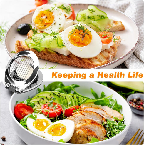 BIBURY Egg Slicer for Hard Boiled Eggs, Heavy Duty Stainless Steel Wire Cutter with 3 Slicing Styles, Easy to Clean