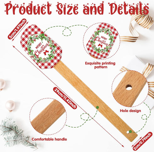 6 Pieces Christmas Silicone Spatula Xmas Cake Spatula with Wooden Handle Snowmen Pancake Spatula Cute Pan Scraper Xmas Dish Scraper Cooking Spatulas for Kitchen Mixing Cooking Baking (Cute Style) by Patelai