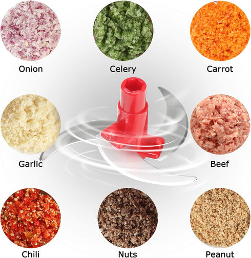 Cambom Manual Food Chopper, Vegetable Chopper Hand Food Processor with Clear Container 1200ml BPA Free