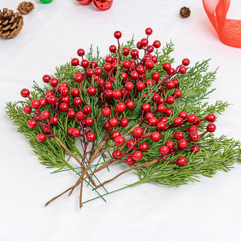 30 PCs Christmas Picks Winter Christmas Tree Stems 9.5 Inches Evergreen Pine
