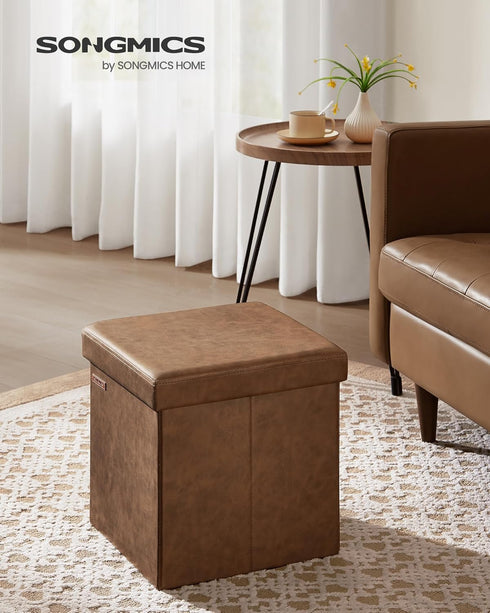 15 Inches 660 lb, ULSF010K01 SONGMICS Mazie Collection - Ottoman with Storage, Footstool, Storage Ottoman, Load