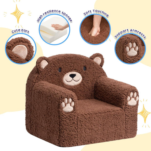 1-6, ALIMORDEN Animal Kids Chair,Sherpa Soft Kids Chair with Washable Cover, Comfy Kids Armchair for Toddlers Ages