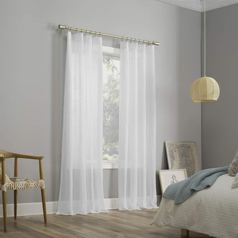 No. 918 Genevieve 2-pack Linen Weave Sheer Grommet Curtain Panel Pair, 50" x 84", White