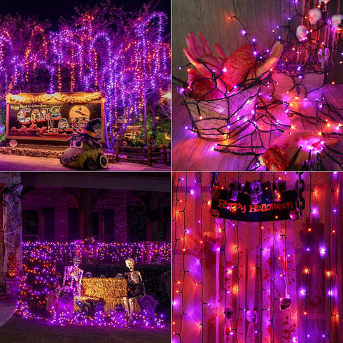 67 200 8 Flacchi Orange Purple Halloween Lights, ft LED Battery Operated String Lights Waterproof Modes & Auto Timer