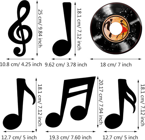 Gejoy 43 Pieces Music Party Decorations, Music Notes Cutouts for 50's Theme Party & Baby Shower Craft Decor