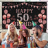 Trgowaul 50th Birthday Decorations for Women - Rose Gold 50th Birthday Banner Backdrop, Happy 50th Birthday Party