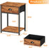 2 Furologee End Table with Storage Shelf and Fabric Drawer, Tiers Industrial Nightstand, Bedside Table Organizer