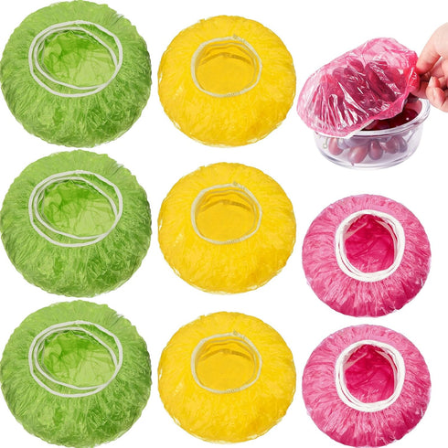 120 Pieces Reusable Elastic Food Bowl Storage Covers - Colorful Plastic for Outdoor Picnic
