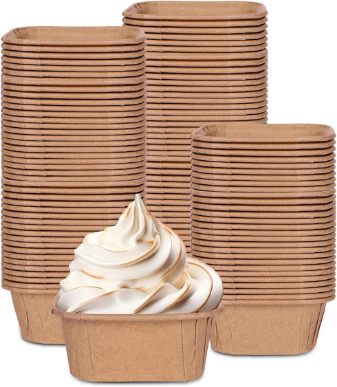 Whaline 100Pcs Parchment Square Cupcake Liners, Natural Color Kraft Paper Baking Cups for Parties