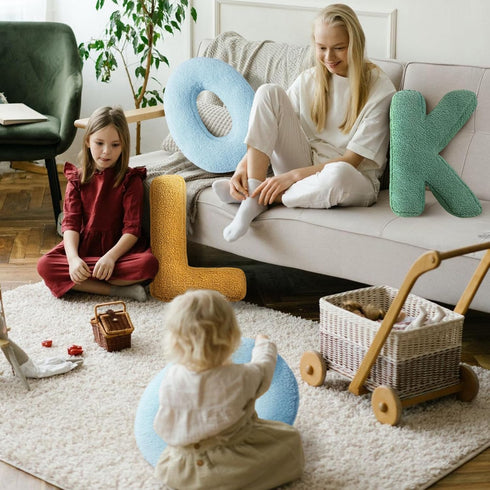 14.9" Lx11.8 huraty Alphabet L Pillow Ginger Initial Letter Cushion Decorative Nursey Pillow Lambs Wool Novelty Room