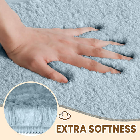 TECHMILLY Fluffy Tufting Bathroom Rug Mat - 36x24 Absorbent Thick Non-Slip Microfiber Mats, Quick Dry Machine Washable