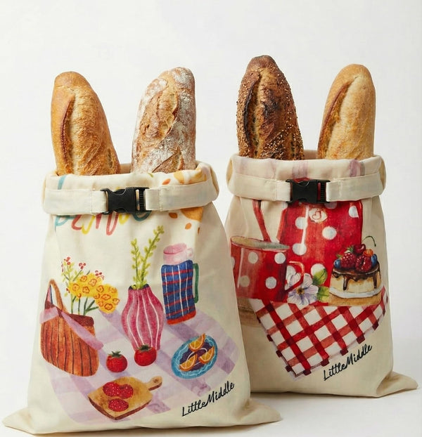 2 XL Beeswax Bread Bags for Homemade Bread, Sourdough Reusable, Plastic-Free, Keeps