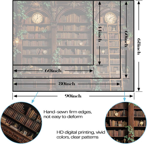 Spenlife 44"x60" Retro Bookshelf Tapestry Wall Decorative Tapestry Bookshelf Tapestries Wall Hanging for Bedroom Living
