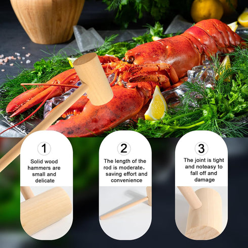 6Pack Hammers Hammer Large Wooden Mallet Seafood for Cracking Crab Lobster Shellfish, Wooden for Breakable Chocolate