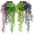 Artificial Flowers Vine, Plastic Hanging Ivy Plants, Fake Vines Grass Garland for Home Garden Decoration - Purple
