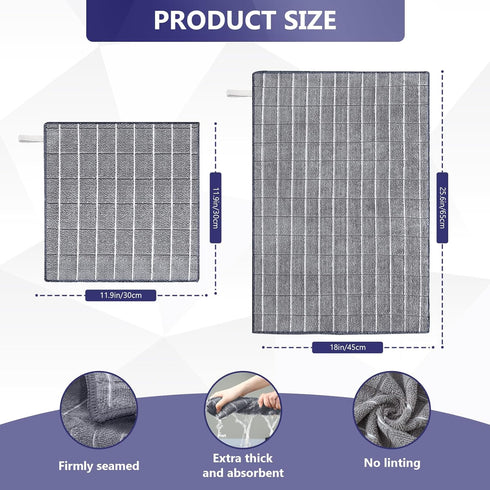 Set 8-Pack (12"x12" 18"x26") FGSAEOR Microfiber Kitchen Towels & Dish Cloths - Premium Ultra-Soft, Super Absorbent