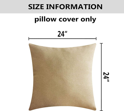 24x24 Set 2 60x60 cm, Home Brilliant Pillow Covers of Cotton Linen Cream Beige Euro Sham Covers Accent Pillows Covers