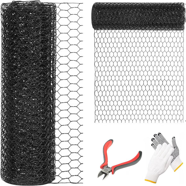 DOLEMODUO 12'' x 50' Black Chicken Wire Fencing, 1 inch Chicken Wire and