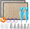 Angadona Macaron Baking Mats Kit (16pcs) - 2 Half Sheet Nonstick Silicone Mat, 6 Piping Tips, 2 Bags, 2 Couplers