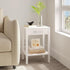 MMEOLUOOK 2-Tier MLBZ14WE End Table with Charging Station, Nightstand with Storage Shelf,Modern Side Table,Bedside