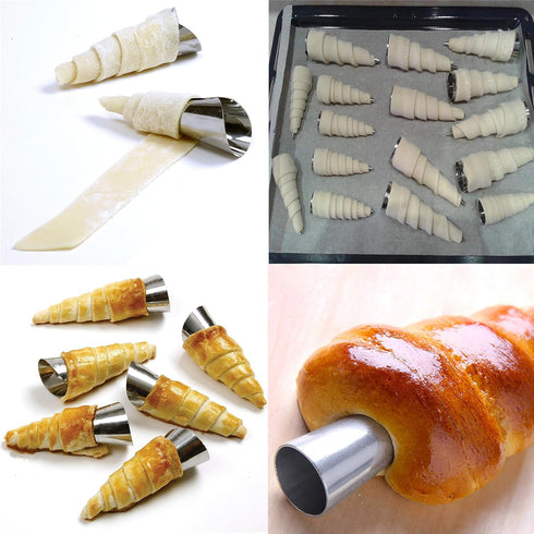 Stainless Steel Cream Horn Molds, 21 Pcs Cannoli Form Tubes and Croissant Baking Molds with Cleaning Brush