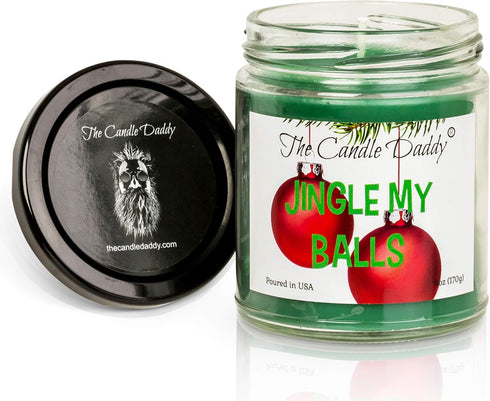 Jingle My Balls Funny Holiday Candle, Holly Berry Scented, Hand Poured in USA - 6oz