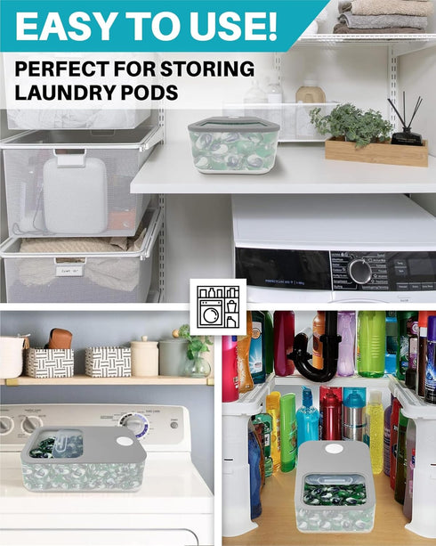 15"x8.7"x4.5", 910 lbs 100130 TidyFriend Laundry Pods Container with Slide Lid, Airtight Storage Keeps Pods Fresh