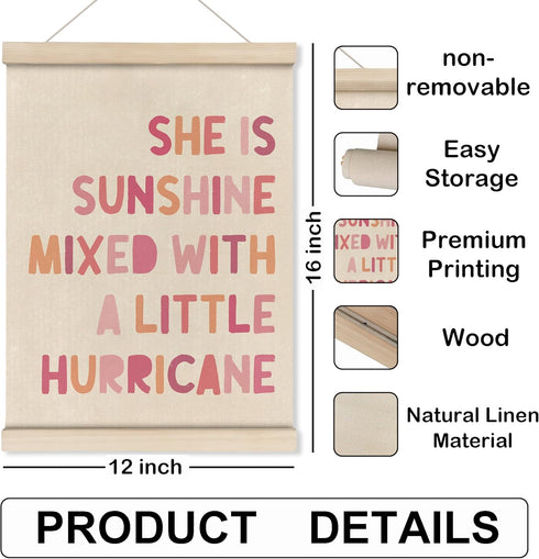 12x16 Inch HRQKO She is Sunshine Poster Hanger Frame, Pink Girls Room Wall Decor, Sunshine Nursery Posters Wall Art