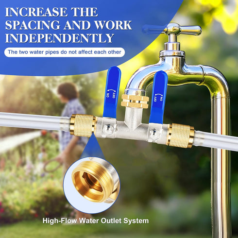 EJW 2 2 3/4 Inch Way Faucet Splitter,Double Hose Connector,Garden Hose Splitters, Hose Splitter Way, Two way Hose Bib