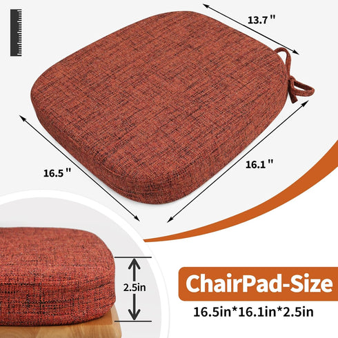2.5" 16.5" 16", 4 SINOSSO Thickened Dining Chair Cushions, Soft Blended High Density Support Foam Kitchen Seat Cushions